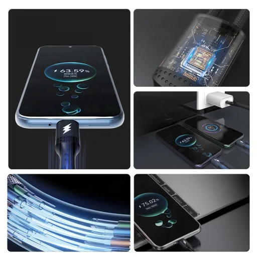 Dudao L3F 2in1 Kábel 100W 1.2m 2 x USB-C - Fekete - 4