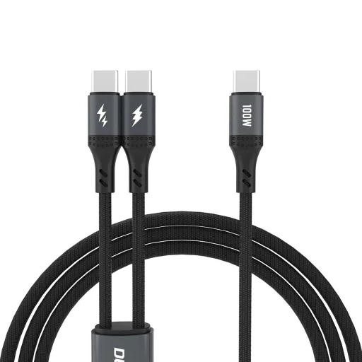 Dudao L3F 2in1 Kábel 100W 1.2m 2 x USB-C - Fekete - 1