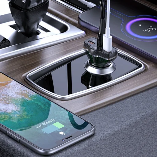 Dudao R78 78W autós töltő USB-C PD / 2xUSB-A QC - fekete tok - 5