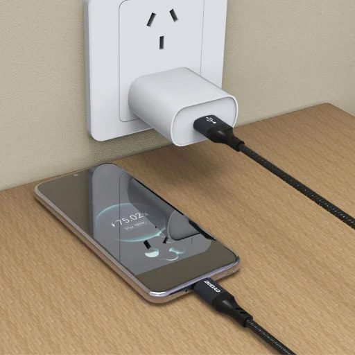 Dudao L3ST USB-A - USB-C 5A Kábel 1.2m Fonott - Fekete - 4