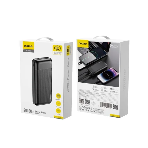 Dudao K18 Pro 20000mAh USB-A / USB-C / Micro USB hordozható töltő - fekete - 2