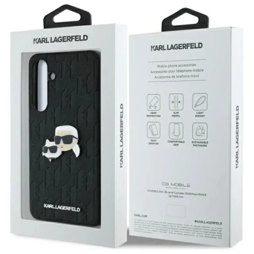 Karl Lagerfeld KLHCS24FEPGKLKCPK Samsung Galaxy S24 FE fekete/fekete kemény tok Monogram Karl&Choupette fej jelvény tok - 8
