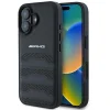 AMG Bőr Domborított Vonalak Fekete Logó iPhone 16 Tok - Fekete thumbnail