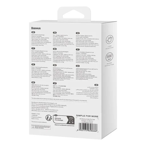 Baseus Cube Pro 30W hálózati USB-C töltő - fekete - 8