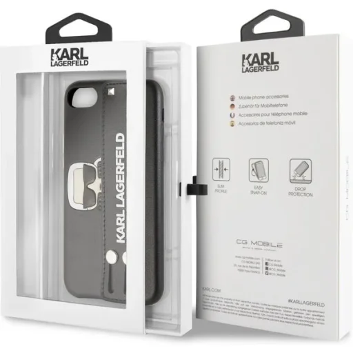 iPhone 7/8/SE 2020 fekete tok Karl Lagerfeld dombornyomott pánttal (KLHCI8HA2BK) - 5