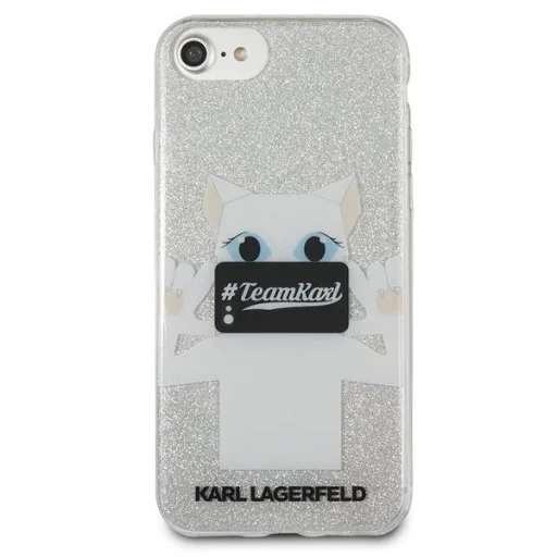 Karl Lagerfeld KLHCP7TRKPCSG iPhone 7/8/SE 2020 tok Choupette Selfie flitteres ezüst - 2