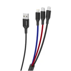 Dudao 3in1 USB-Lighning/ USB Type-C/ micro USB kábel 5A 38 Cm fekete (L10pro)