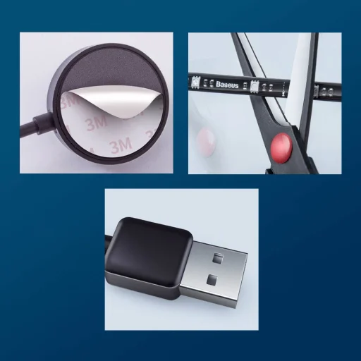 Baseus SMD LED csík, szalag 5W 1,5 m + távirányító fekete (DGKU-01) - 20