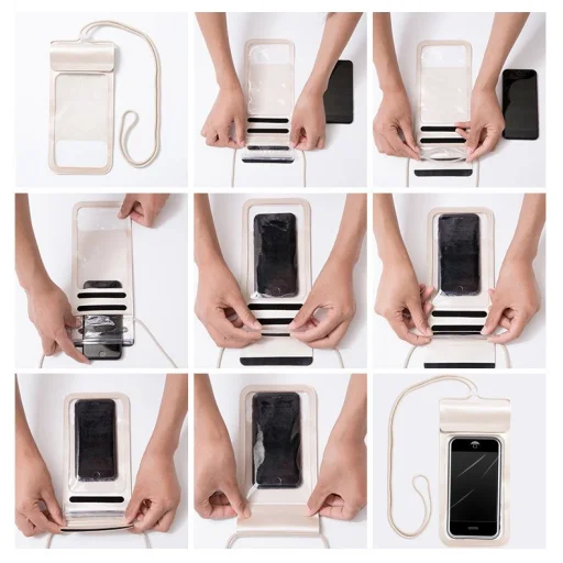 Vízálló telefontok nyakba akasztóval 6,6' bézs - 11