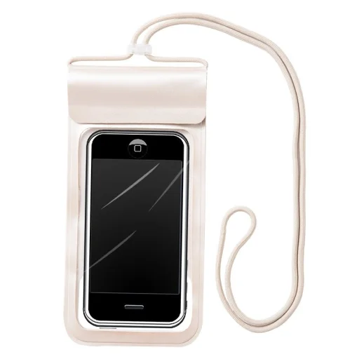 Vízálló telefontok nyakba akasztóval 6,6' bézs - 1