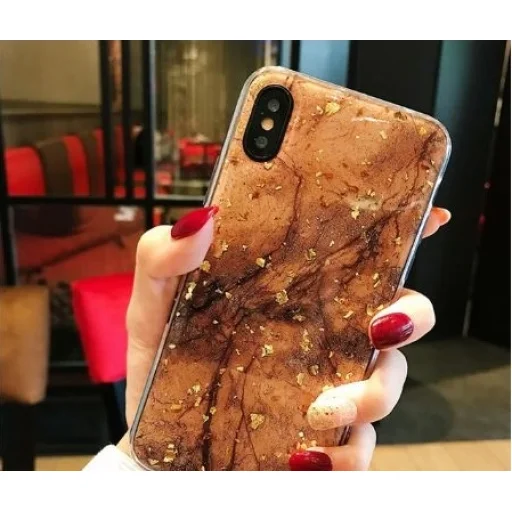 Márvány mintás iPhone 7/8/SE 2020 szilikon tok barna színben - 1