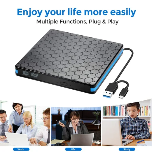 RayCue külső CD/DVD író/olvasó USB 3.0, Type-C csatlakozóval - 5