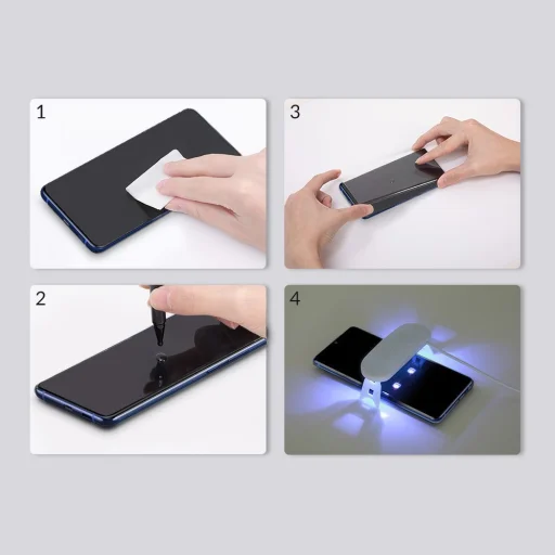 Baseus 2x 0.25 mm 3D kijelzővédő üvegfólia UV LED lámpával Samsung S20 Ultra  - 17