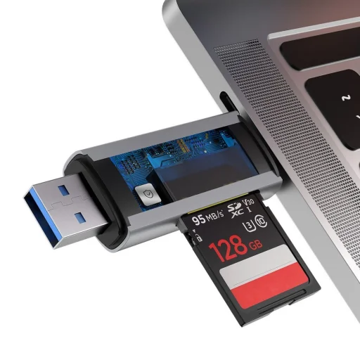 Baseus 2in1 USB 3.0/ USB Type C kártyaolvasó micro SD / SD szürke (CADKQ-B0G) - 4