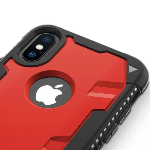 Zizo Proton katonai minősítésű ütésálló tok + üvegfólia iPhone X piros-fekete színben - 6