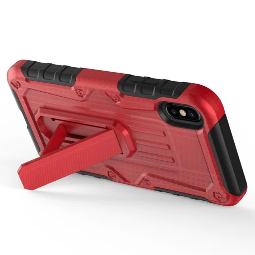 Zizo Heavy Duty Armor ütésálló tok kihajtható támasztékkal iPhone X piros-fekete színben - 5