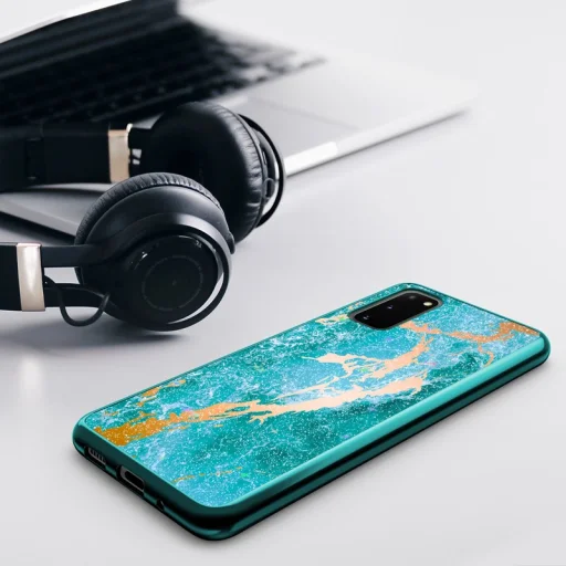 Samsung Galaxy S20 Zizo Refine ütésálló tok óceánkék márványmintás - 2