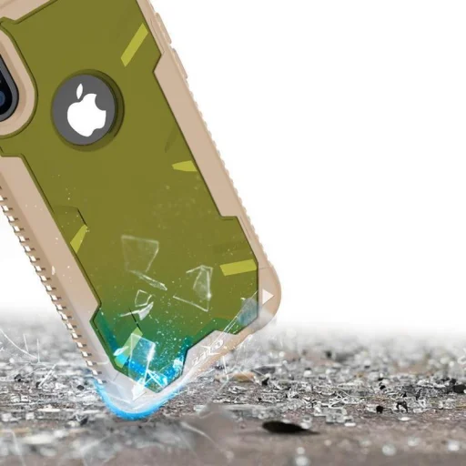 Zizo Proton katonai minősítésű ütésálló tok + üvegfólia iPhone X sivatagi barna-zöld színben - 4