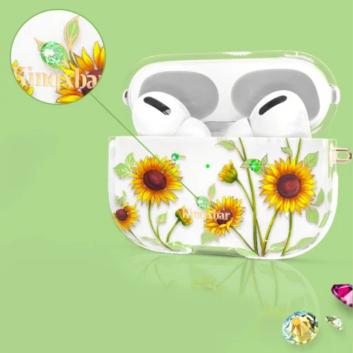 Kingxbar Spring AirPods Pro 1/2 tok Swarovski kristály díszítéssel Sunflowers - 11