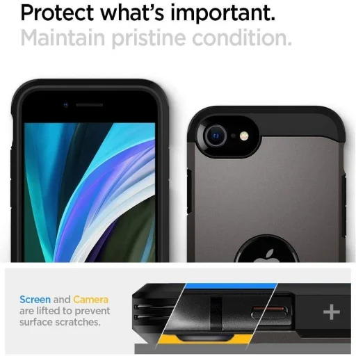 iPhone 7/8/ SE 2020/ SE 2022 Spigen Tough Armor tok kihajtható támasszal Gunmetal (ACS00949) - 4