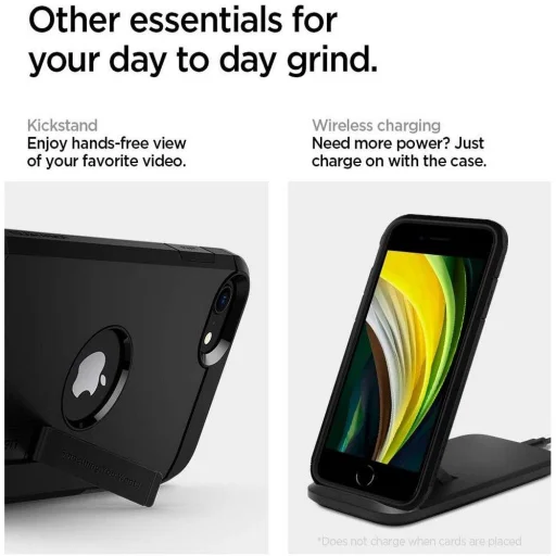iPhone 7/8/SE 2020 / SE 2022 Spigen Tough Armor tok kihajtható támasszal fekete - 5