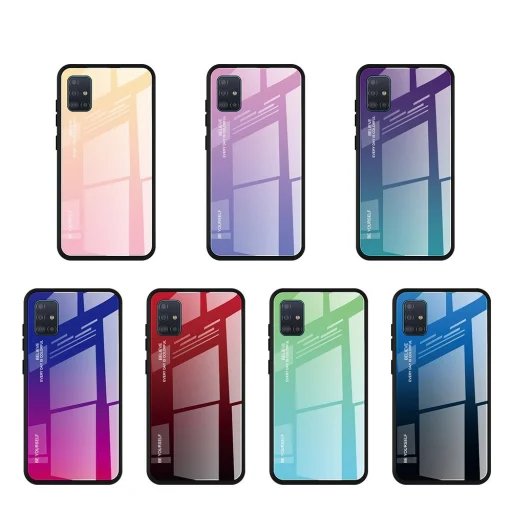 Gradient 9H üveghátlapú tok szilikon kerettel Samsung A71 pink - 8