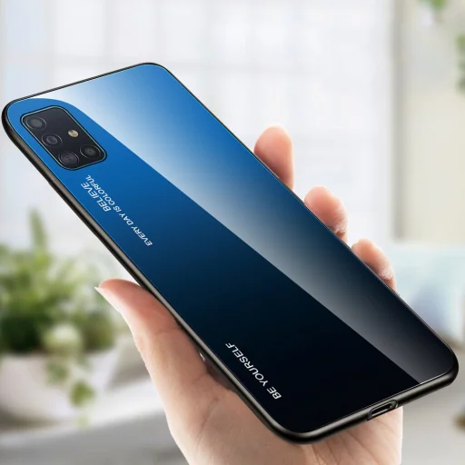 Gradient 9H üveghátlapú tok szilikon kerettel Samsung A71 pink - 16