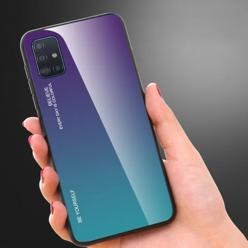 Gradient 9H üveghátlapú tok szilikon kerettel Samsung A71 pink - 7