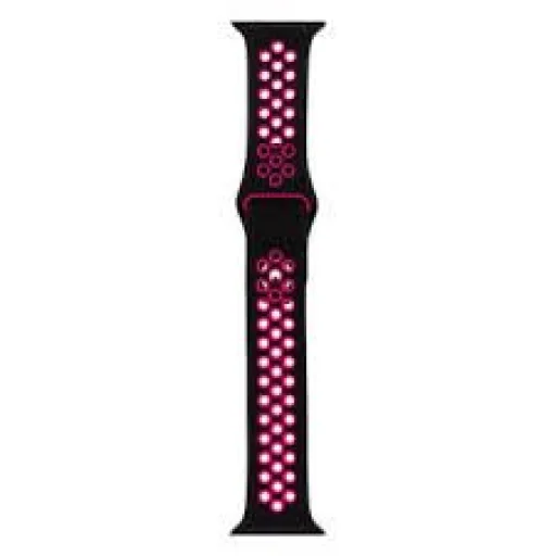 Tactical dupla szilikon Apple Watch 3/4/5/6/7/8/SE 38/40/41 mm szíj fekete/pink - 2