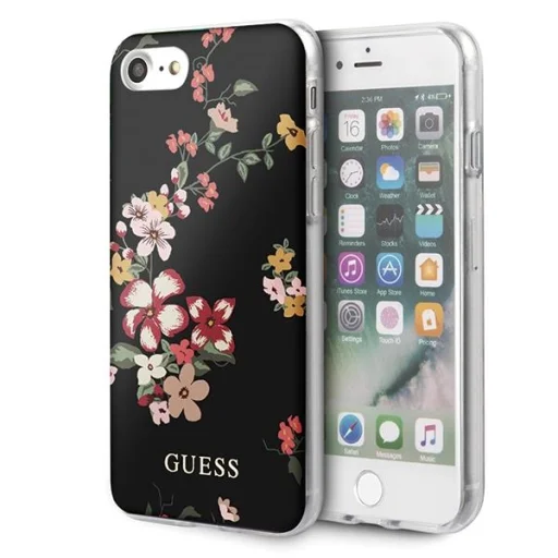 Guess GUHCI8PCUTRFL04 Flower N4 virágmintás tok iPhone 7/8/SE 2020 fekete - 1
