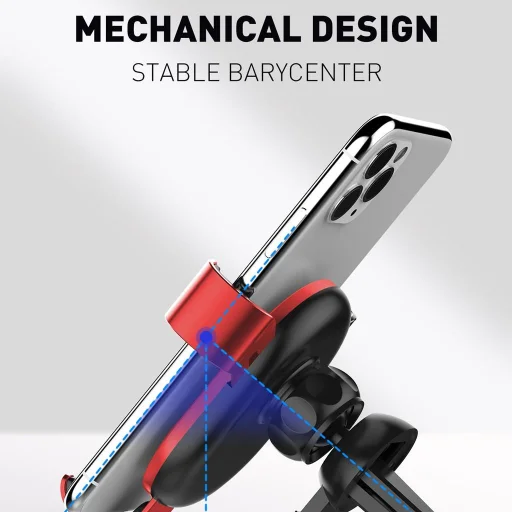 Szellőzőre rögzíthető autós telefontartó LDNIO MG01 Gravity Univerzális fekete/piros - 2