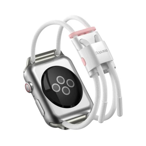 Apple Watch 4/5/6/7/8/SE/Ultra (42/44/45/49mm) óraszíj méretre állítható fehér/rózsaszín Baseus Lets go (LBAPWA4-B24) - 2