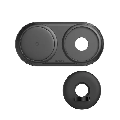 Baseus 2in1 vezeték nélküli Qi gyorstöltő fekete színben (WXPL-B01) - 11