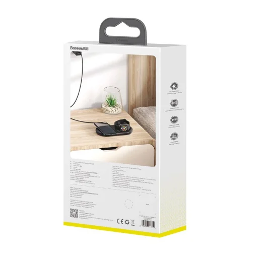 Baseus 2in1 vezeték nélküli Qi gyorstöltő fekete színben (WXPL-B01) - 16