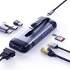 Ugreen 9in1 multifunkcionális HUB USB Type C - HDMI / 3x USB 3.2 Gen 1 (5 Gbps) / SD micro SD kártyaolvasó / VGA / RJ45 / USB Type C Power Delivery 100 W 20 V 5 A szürke (70409 CM286) thumbnail