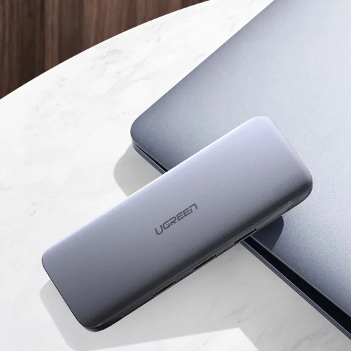 Ugreen 9in1 multifunkcionális HUB USB Type C - HDMI / 3x USB 3.2 Gen 1 (5 Gbps) / SD micro SD kártyaolvasó / VGA / RJ45 / USB Type C Power Delivery 100 W 20 V 5 A szürke (70409 CM286) - 12