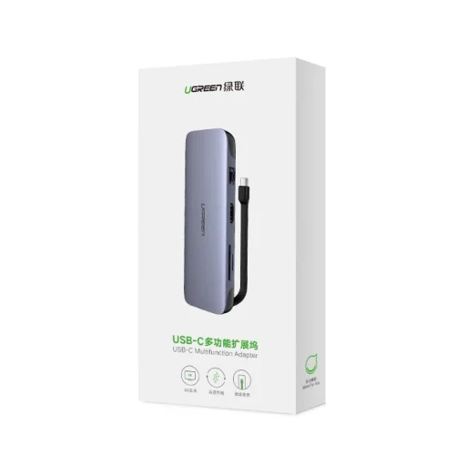 Ugreen 9in1 multifunkcionális HUB USB Type C - HDMI / 3x USB 3.2 Gen 1 (5 Gbps) / SD micro SD kártyaolvasó / VGA / RJ45 / USB Type C Power Delivery 100 W 20 V 5 A szürke (70409 CM286) - 14