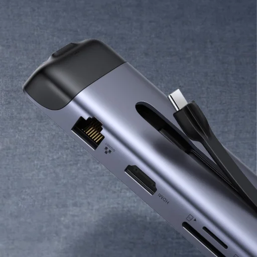 Ugreen 9in1 multifunkcionális HUB USB Type C - HDMI / 3x USB 3.2 Gen 1 (5 Gbps) / SD micro SD kártyaolvasó / VGA / RJ45 / USB Type C Power Delivery 100 W 20 V 5 A szürke (70409 CM286) - 4