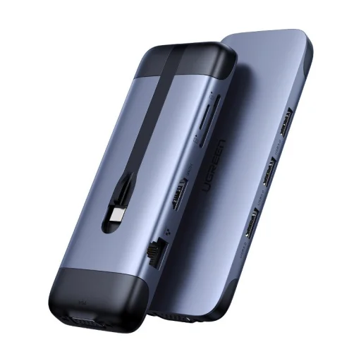 Ugreen 9in1 multifunkcionális HUB USB Type C - HDMI / 3x USB 3.2 Gen 1 (5 Gbps) / SD micro SD kártyaolvasó / VGA / RJ45 / USB Type C Power Delivery 100 W 20 V 5 A szürke (70409 CM286) - 1