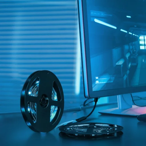 Baseus Öntapadós RGB színes fénycsík hosszabbító csomag 5W 1m fekete (DGRGB-01) - 7