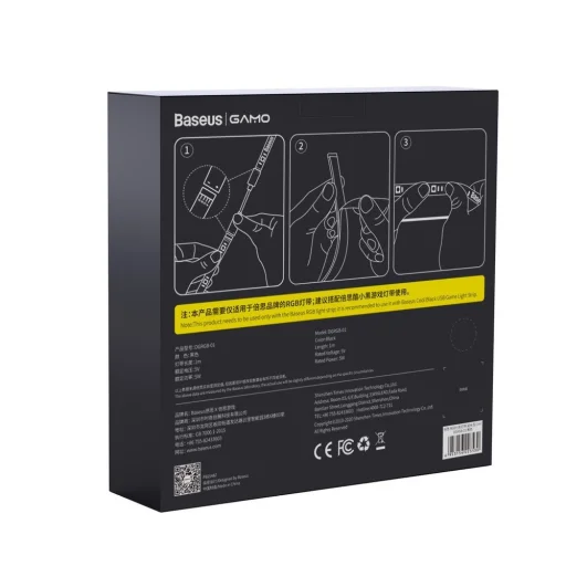 Baseus Öntapadós RGB színes fénycsík hosszabbító csomag 5W 1m fekete (DGRGB-01) - 15