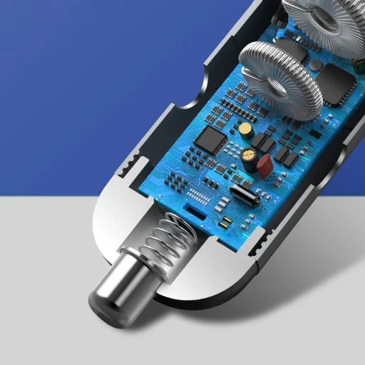 Baseus Univerzális autós töltő USB / USB Type C 45 W 5 A SCP Quick Charge 4.0 + Power Delivery 3.0 LCD kijelzővel + Type-C kábel fekete (TZCCBX-C0G) - 11