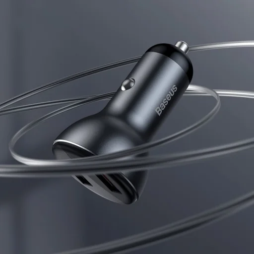 Baseus Univerzális autós töltő USB / USB Type C 45 W 5 A SCP Quick Charge 4.0 + Power Delivery 3.0 LCD kijelzővel + Type-C kábel fekete (TZCCBX-C0G) - 10