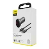 Baseus Univerzális autós töltő USB / USB Type C 45 W 5 A SCP Quick Charge 4.0 + Power Delivery 3.0 LCD kijelzővel + Type-C kábel fekete (TZCCBX-C0G) thumbnail