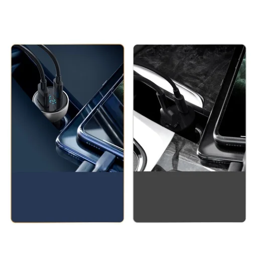 Baseus Univerzális autós töltő USB / USB Type C 65 W 5 A SCP Quick Charge 4.0 + Power Delivery 3.0 LCD kijelzővel szürke (CCKX-C0G) - 10