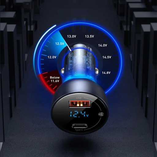 Baseus Univerzális autós töltő USB / USB Type C 65 W 5 A SCP Quick Charge 4.0 + Power Delivery 3.0 LCD kijelzővel szürke (CCKX-C0G) - 16