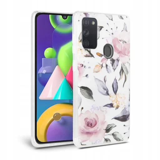 Tech-Protect Floral tok Samsung M21 fehér virág mintával - 1