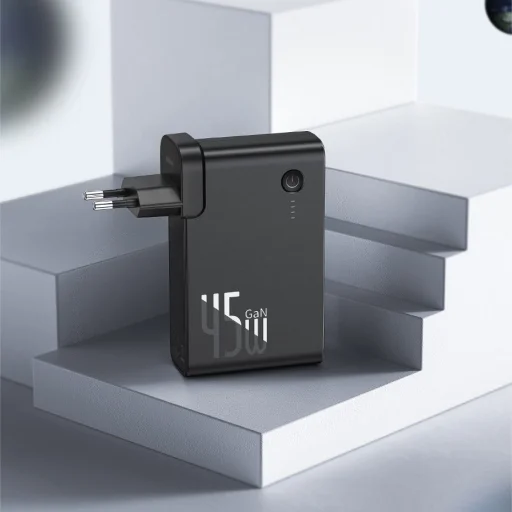 Baseus GaN power bank 10000 mAh gyors hálózati töltő adapter PPS 45 W 2x USB Type-C Quick Charge 3.0 Power Delivery (gallium nitrid) + USB Type C 1m kábel fehér (PPNLD-F02) - 14