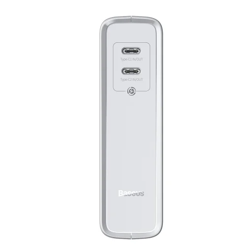 Baseus GaN power bank 10000 mAh gyors hálózati töltő adapter PPS 45 W 2x USB Type-C Quick Charge 3.0 Power Delivery (gallium nitrid) + USB Type C 1m kábel fehér (PPNLD-F02) - 2
