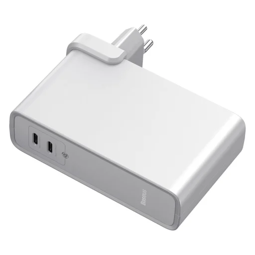 Baseus GaN power bank 10000 mAh gyors hálózati töltő adapter PPS 45 W 2x USB Type-C Quick Charge 3.0 Power Delivery (gallium nitrid) + USB Type C 1m kábel fehér (PPNLD-F02) - 3